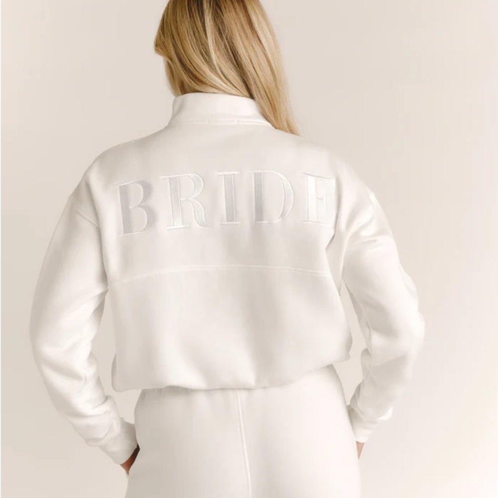 Bride Quarter Zip Sweatshirt - White Large - Six Stories